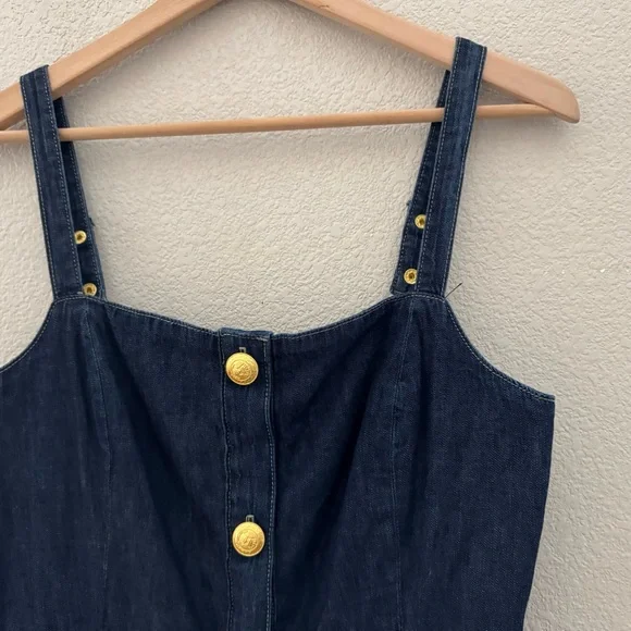L'agence Esmeralda Pinafore Denim Midi Dress 8 Raleigh Parisian Chic Preppy NWT - Picture 9 of 15